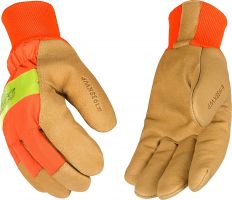 Kinco Hi-Vis  Orange Lined Waterproof Pigskin Gloves
